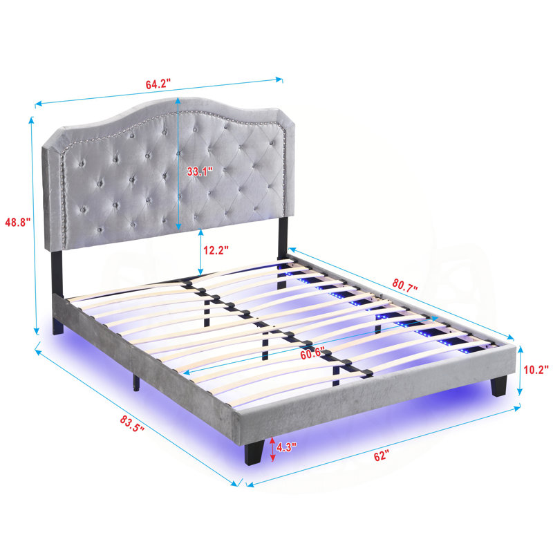 Exquisite Tufted Platform Nyiesha with Advanced Features for Comfortable Sleep, Light Gray