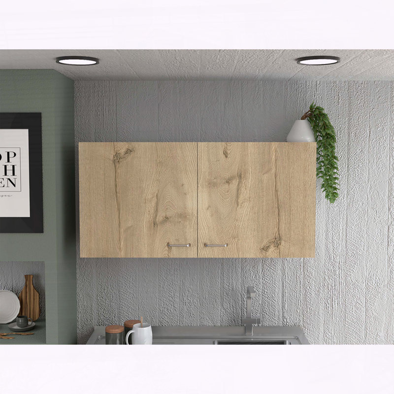 Armoire murale à deux tablettes et double porte Napoles - blanc / chêne clair, Blanc / Chêne clair