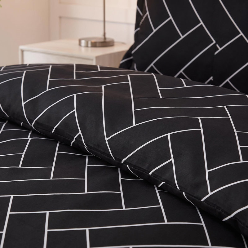 3 Pieces Duvet Cover Set, Microfiber Comforter Cover Set, Brick Printed with Zipper Closure and Corner Ties - NTBAY