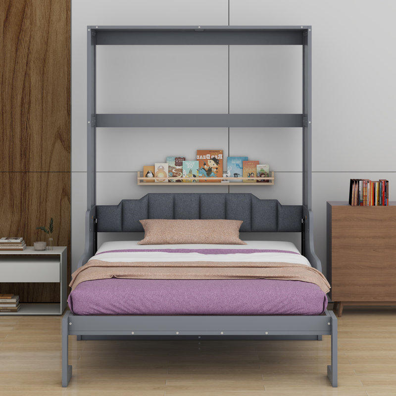 Murphy Bed Wall Bed With Cushion, Gray