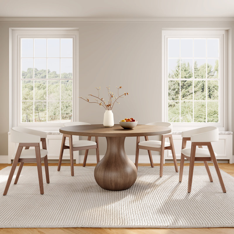 Round Dining Table For 4/6/8, 29.52"H x 59"L x 59"W
