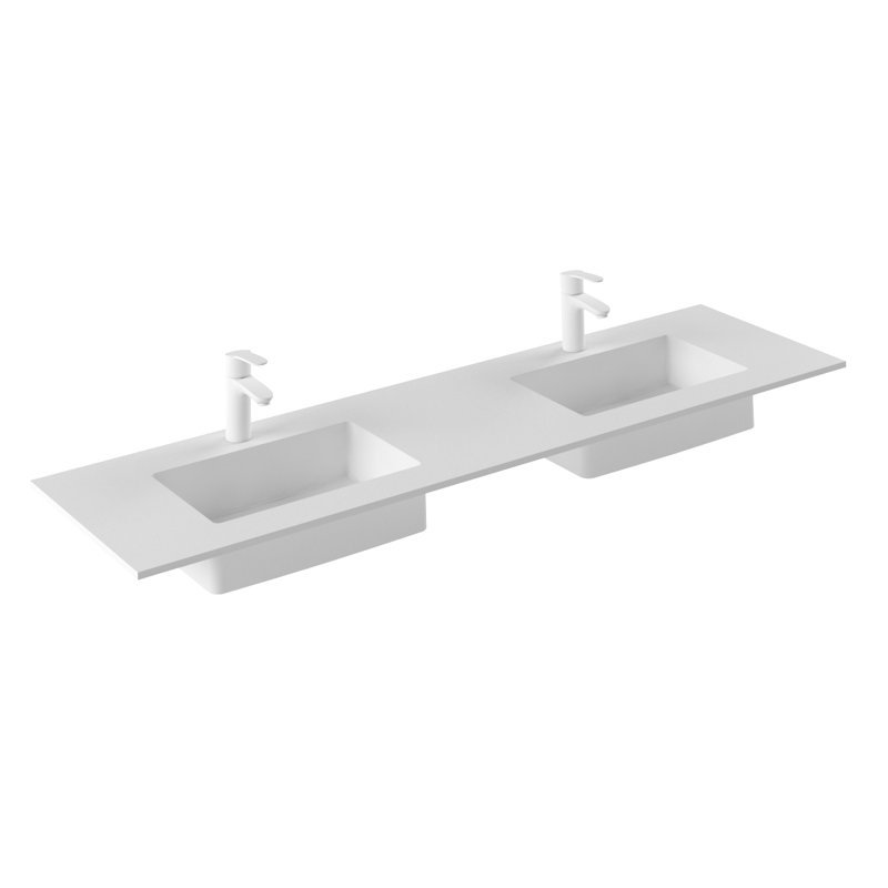 Ensemble de meuble-lavabo double 59 po Jocelynmarie, Bleu marine