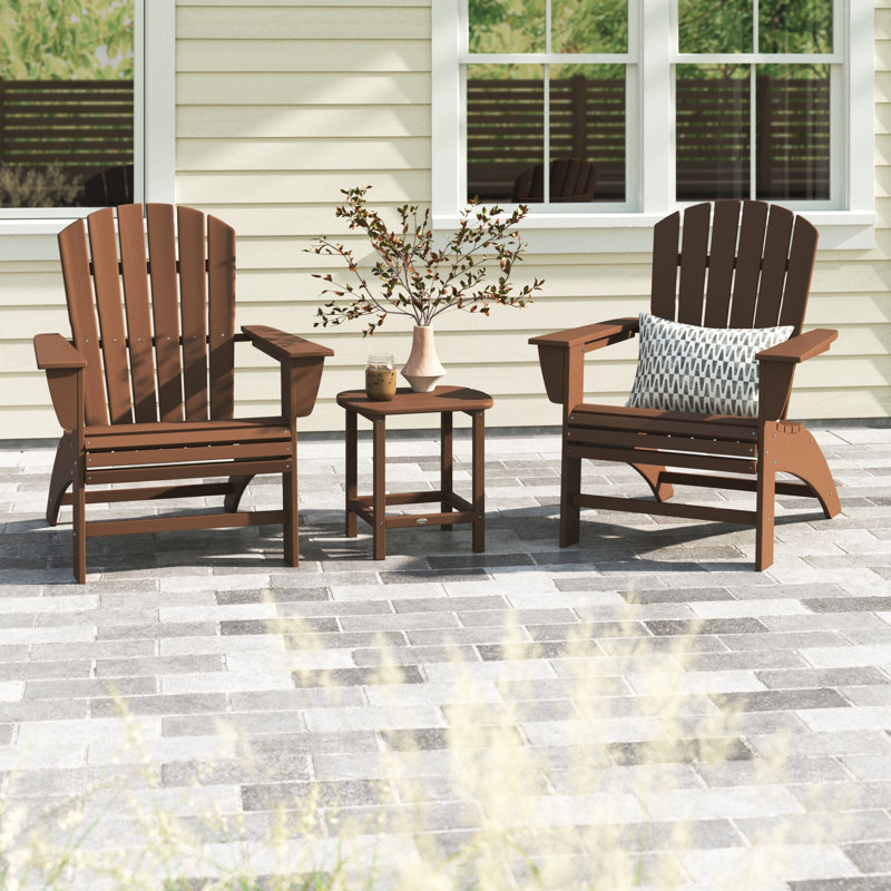 Nautical 3-Piece Curveback Adirondack Set, Teak