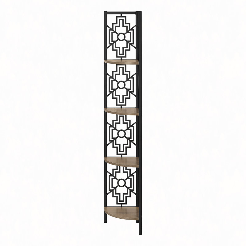 Bibliothèque, bibliothèque, étagère, d'angle, 4 niveaux, H 62 po, bureau, chambre à coucher en métal, Taupe