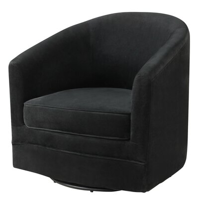 Swivel Barrel Chair Upholstered Velvet Armchair With Metal Base -  Everly Quinn, 93A00A4D2C92497A86FED281AE09173E