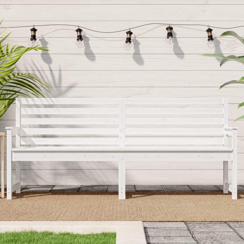 Huxton Solid Wood Outdoor Bench, White