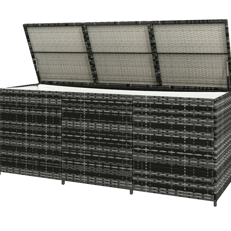 Pe Outdoor Box - 175 Gallon With Inner Liner Fits Patio, Pool , Garden Tools Grey Deck For Storage