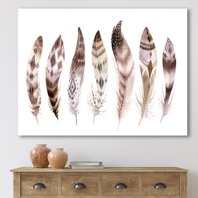 Ensemble de plumes colorées Boho X - Impression sur toile