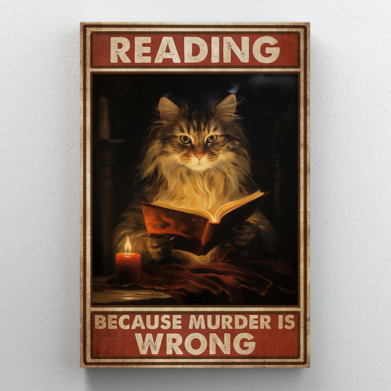 Loarca " Cat Reading 1 ", 20" H x 16" W x 1.25" D