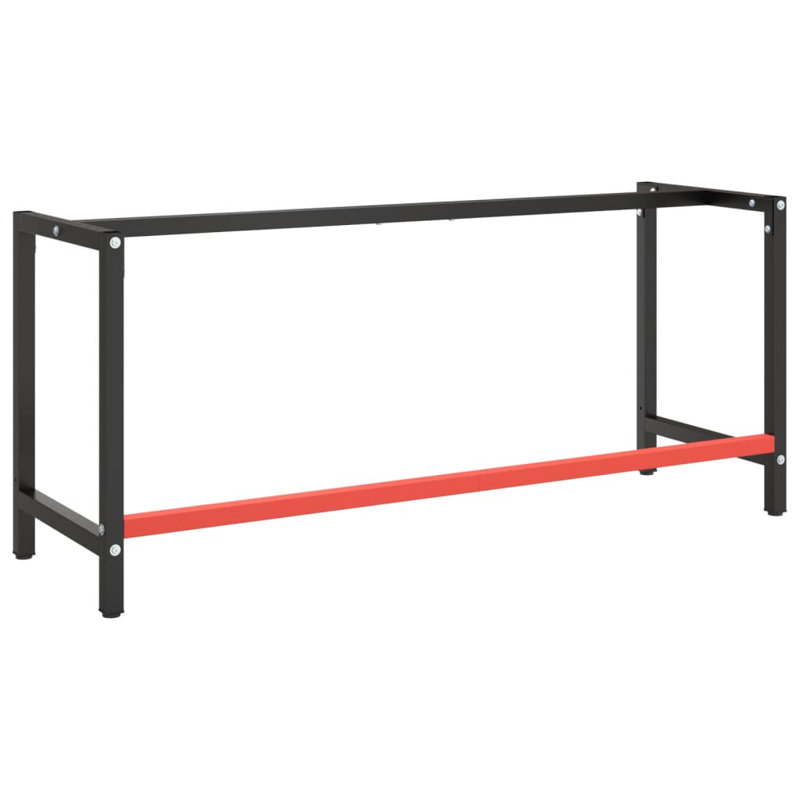 VidaXL Work Bench Frame Matte Black and Matte Red 70.9" x 22.4" x 31.1" Metal