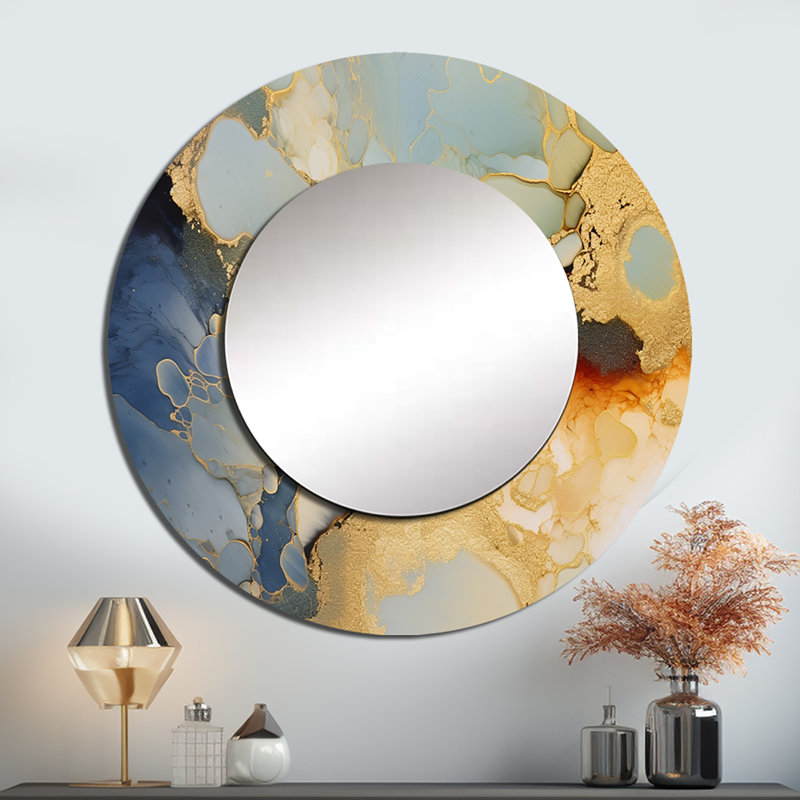 Luxury Abstract Fluid Art - Abstract Liquid Ink Round Mirror Wall Decor_MTMIR123040, 36" x 36"