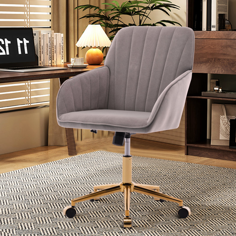Chaise de bureau ajustable - Velours gris, ergonomique pour un confort accru. Sa conception en velours ergonomique rehausse votre image professionnelle.