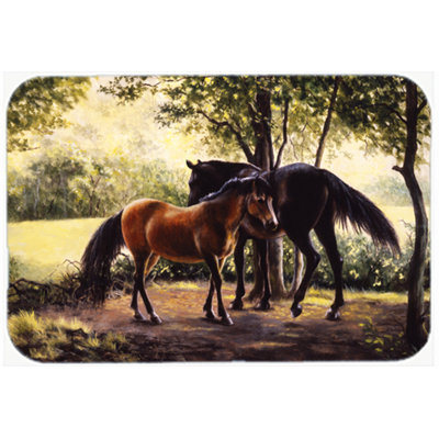 Caroline's Treasures Horses Glass Cutting Board
