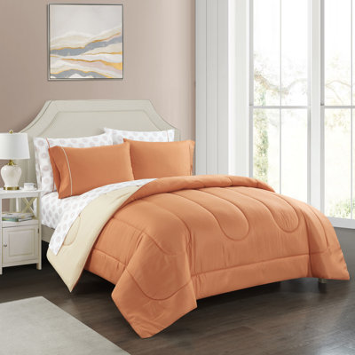 Solid Reversible Modern & Contemporary Polyester Box Stitch Comforter