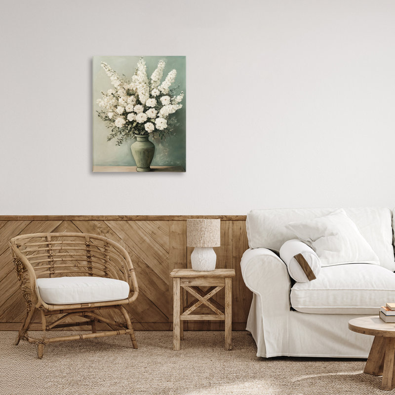 Fleurs dans un vase vert, design par Petal Prints Design, H 20 po x l 16 po