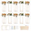 Ensemble de 10 présentoirs à fleurs de 80 cm de haut pour mariage, colonnes en métal avec vases géométriques, présentoirs floraux rectangulaires dorés pour réceptions et décorations de fêtes, finition laminée acrylique.