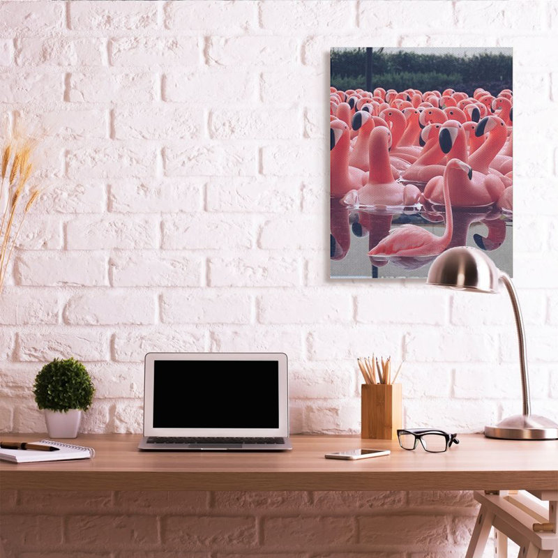 Funny Pink Flamingo Pool Bird Canvas Print, 30" x 40"