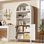 Bibliothèque arquée 63 "avec portes, 5 tablettes ouvertes et armoire de rangement pour bureau personnel