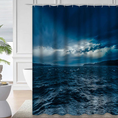 Rideau de douche avec 12 crochets Ocean Wave