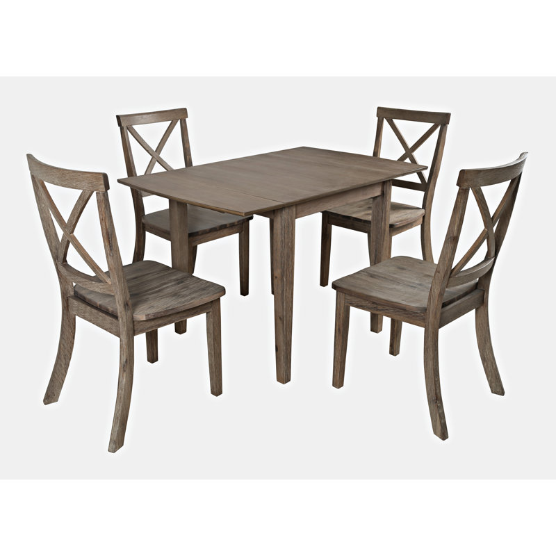 Fergerson Four Leg Dining Set, 5 Pieces: 1 Table, 4 Chairs, Brown