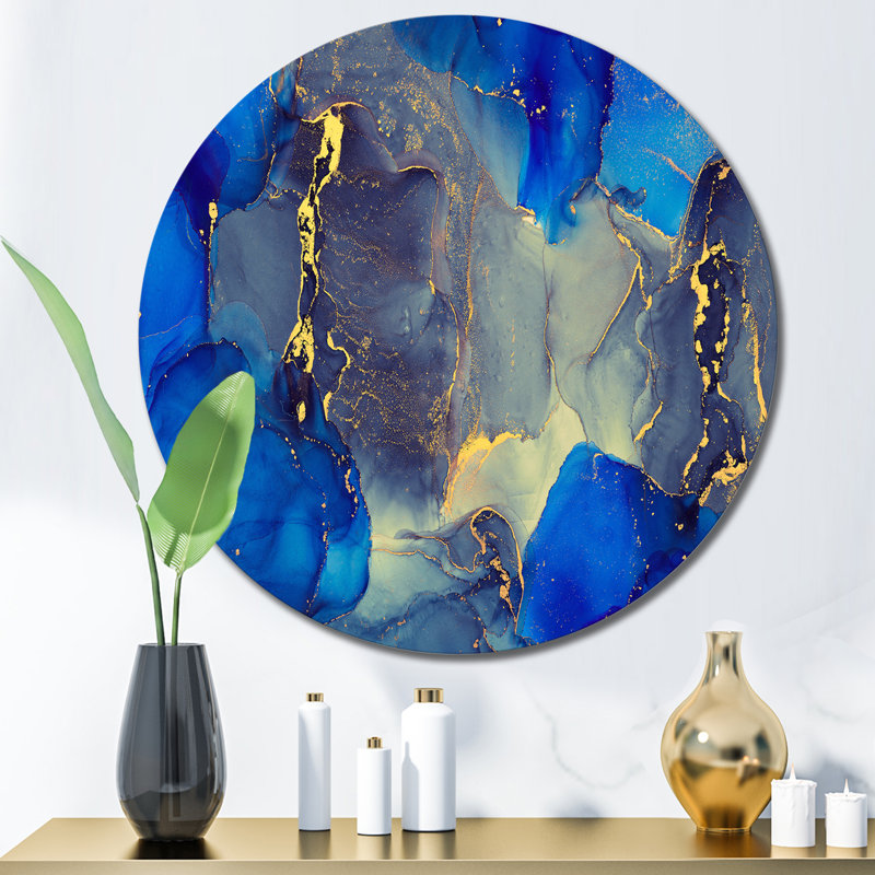 Bleu luxueux, abstrait, fluide, art moderne, H 29 po x l 29 po x P 1 po