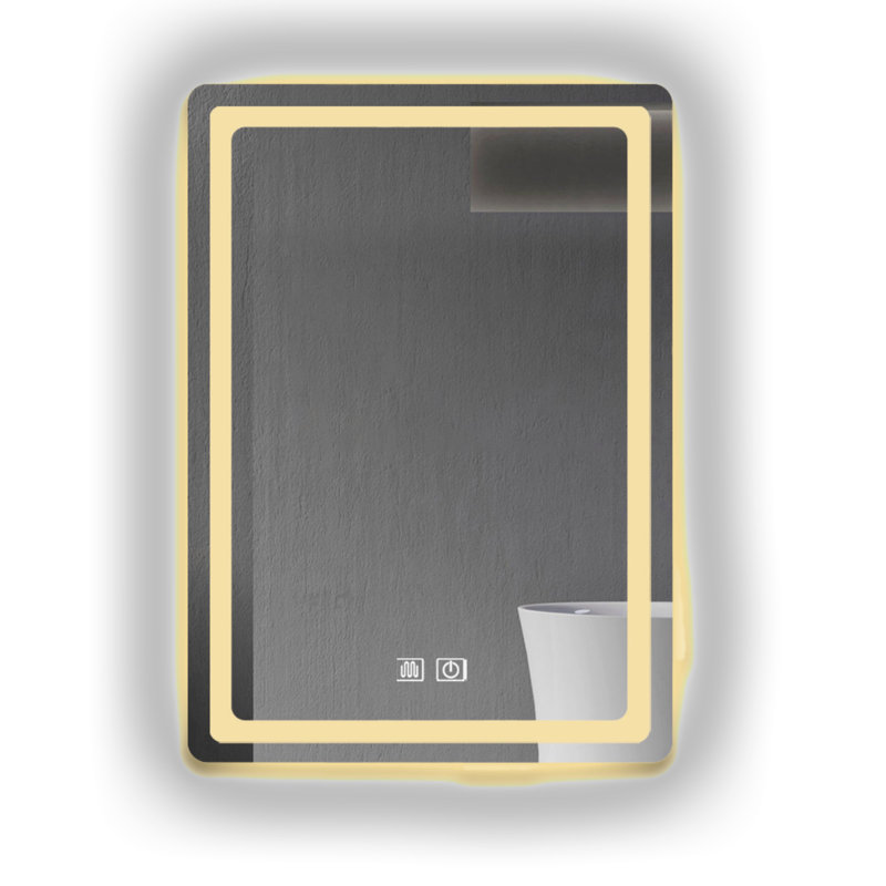 27 In. H LED Single Bathroom Vanity Mirror In Polished Crystal Bathroom Vanity LED Mirror For Bathroom Wall Smart Lighted Vanity Mirrors