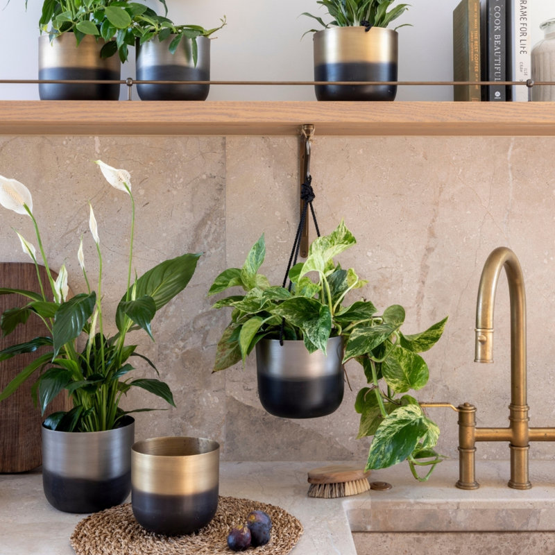 Metal Pot Planter, Silver