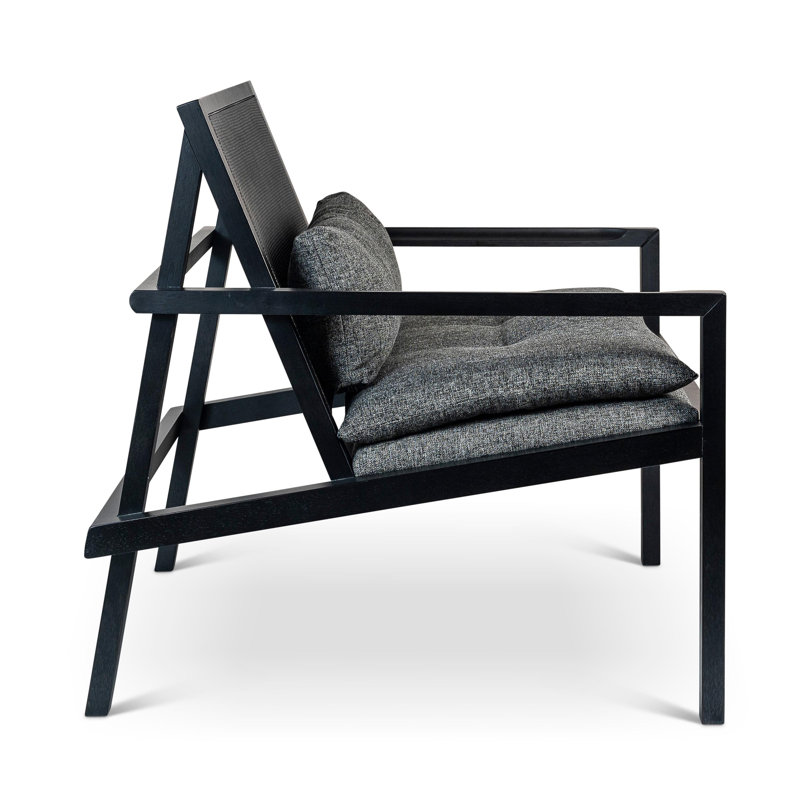 Modern Brazilian Lounge Chair, Slate Polyester Blend/Black Frame