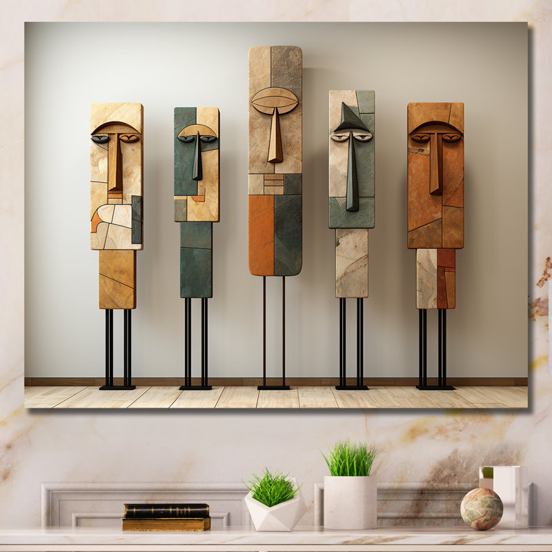 Art traditionnel africain pour totems, H 16 po x l 32 po x P 1 po, Toile tendue