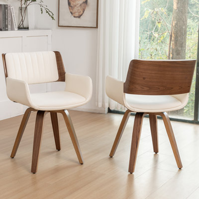 Faux Leather Upholstered Swivel Dining Armchairs