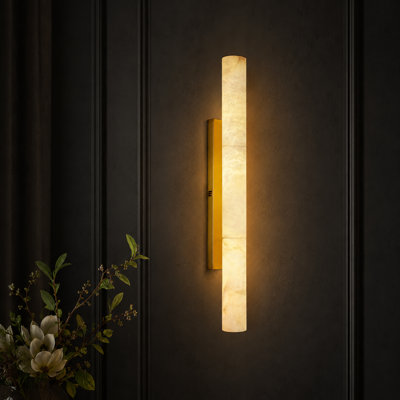 Ephraim 35.8" LED Wallchiere Dimmable Wall Sconce with Alabaster Shade