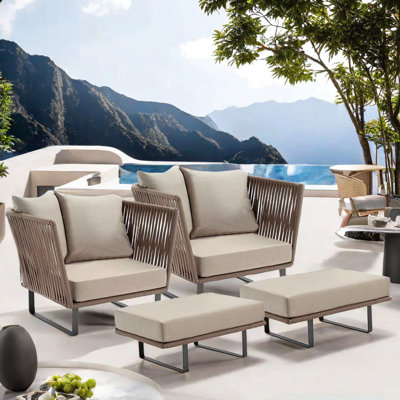 Garden Leisure Sunscreen Patio Lounge Chair Outdoor Lounge Chair with Ottoman