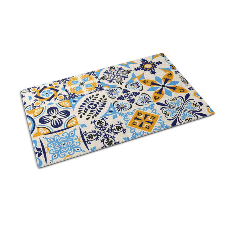 Non-Slip Floral Outdoor Doormat, W100 x L150 cm