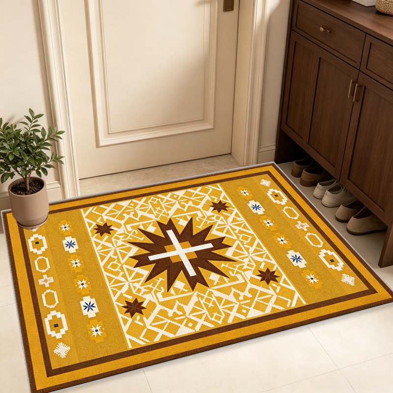 Golden Yellow Southwest carpet-easy to clean, machine-washable, soft and comfortable; suitable for door mats, kitchens, living rooms, bedrooms, corridors, and laundry areas. Easy to clean, durable carpet for home decoration.