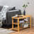 Upholstered Bamboo Bench with Shoe Storage