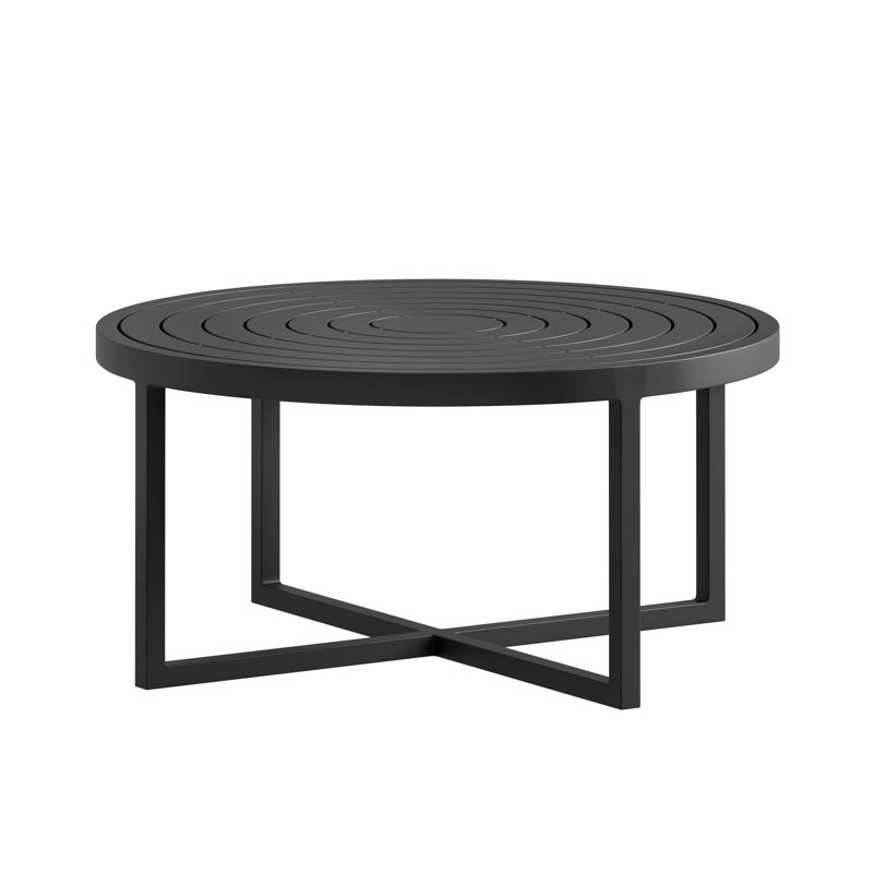 Round Cocktail Table, Textured Black