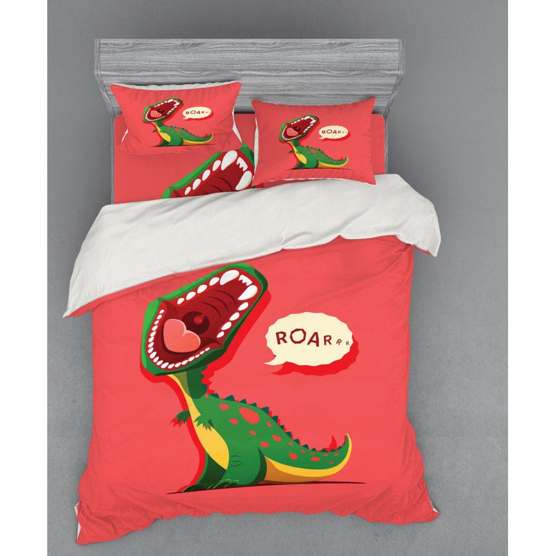 Ensemble de housse de couette en microfibre corail / vert / jaune, Housse de couette grand + 3 pièces supplémentair