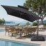Parasol en porte-à-faux extérieur décalé carré 116 po x 116 po avec base lestée