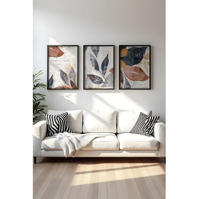 Élégantes peintures décoratives en panneau de fibres à densité moyenne (3 pièces), 8 x 12 pouces chacune | 100% panneau de fibres à densité moyenne avec une épaisseur de 0,1 pouce et 100% des cadres en bois massif avec une épaisseur de 1 pouce | Parfait pour le salon, la chambre à coucher et le bureau