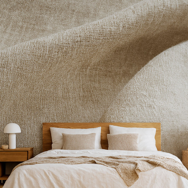Papier peint texture de lin beige - Papier peint de chambre à coucher minimaliste neutre Vn836 (non tissé) VN836