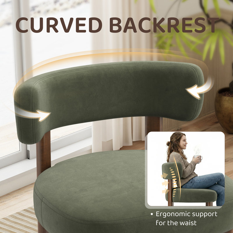 Upholstered Solid Wood Dining Chair Side Chair, Green