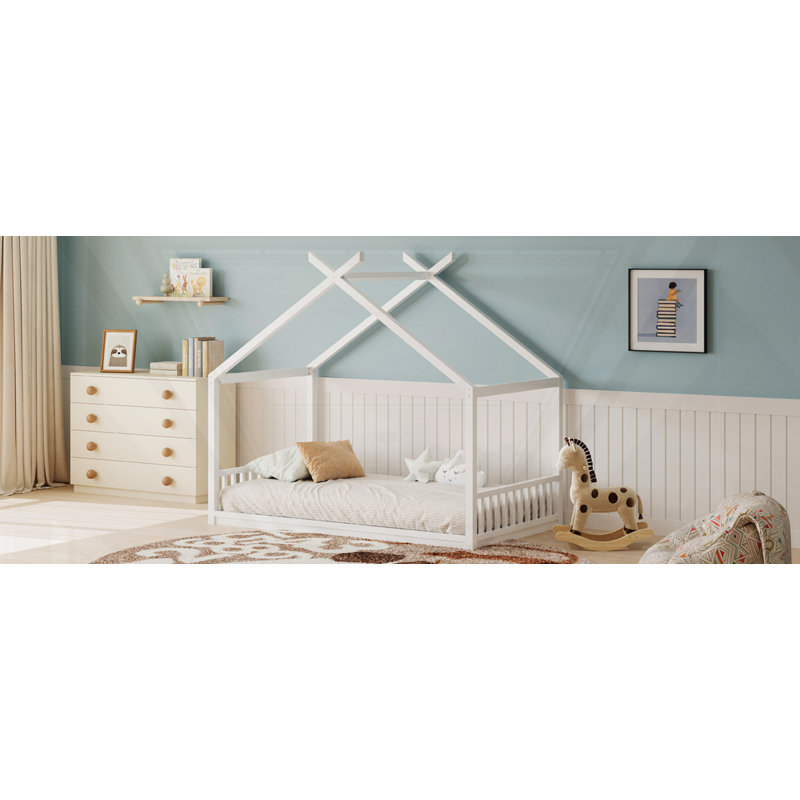 Structure de lit Montessori Style House, Double, Blanc