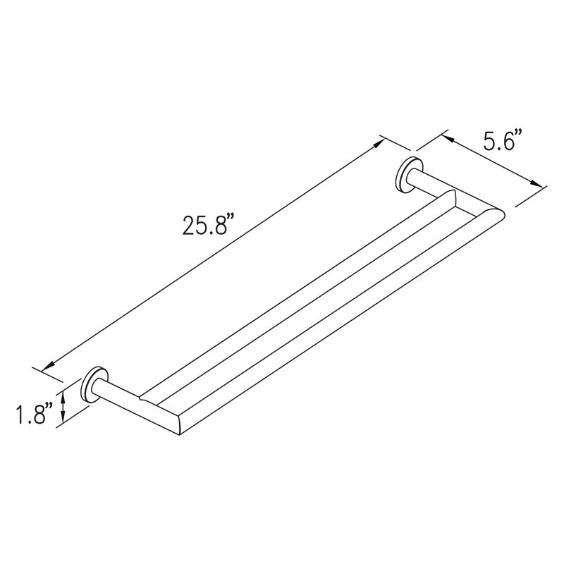Kubic Double 24" Towel Bar, Matte Black