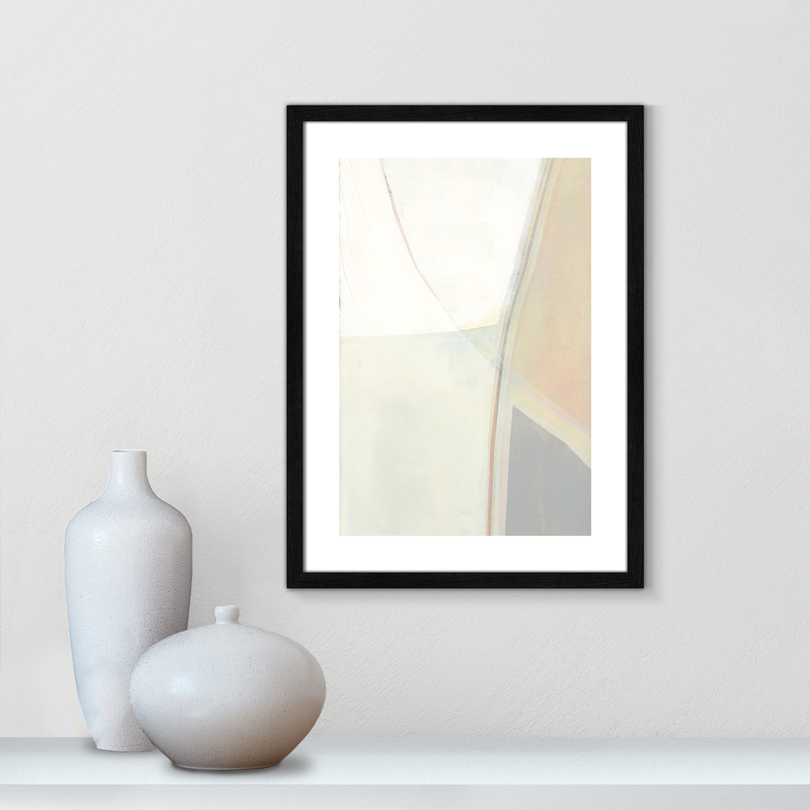 Alexandria "In Neutral II" Painting by Cartissi, 23" H x 17" W x 0.75" D, Black Wood Framed Paper