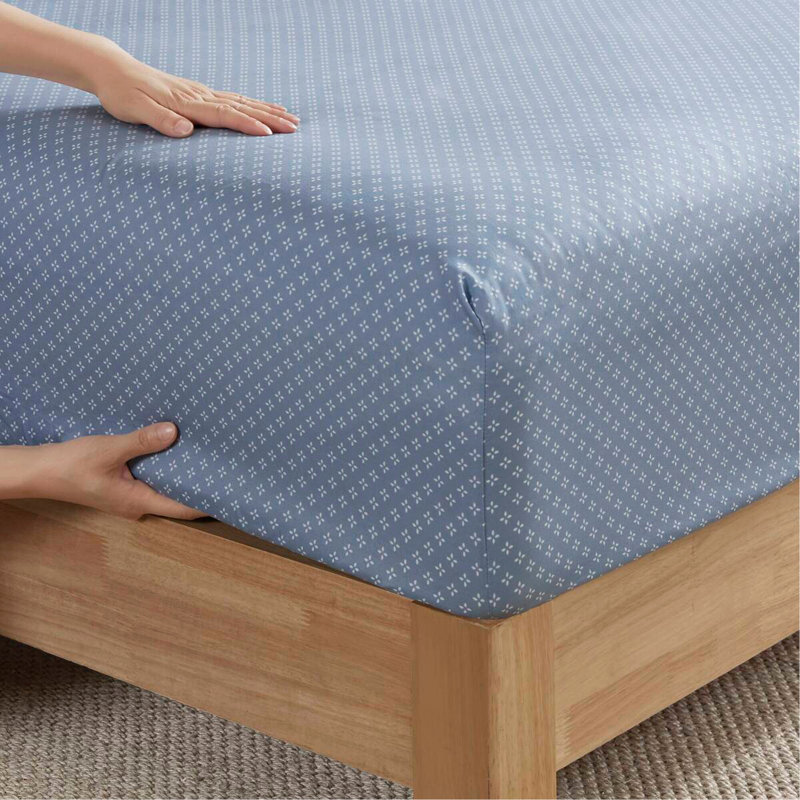 Ensemble d'édredon floral avec draps, Bleu, Édredon lit simple + 6 pièces incluses
