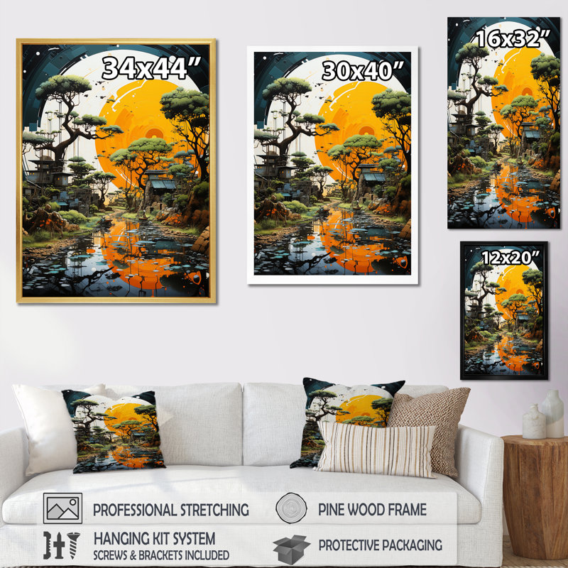 " Vibrant Oasis Baobab Tree I ", Black Single Picture Frame, 32" H x 16" W x 1" D