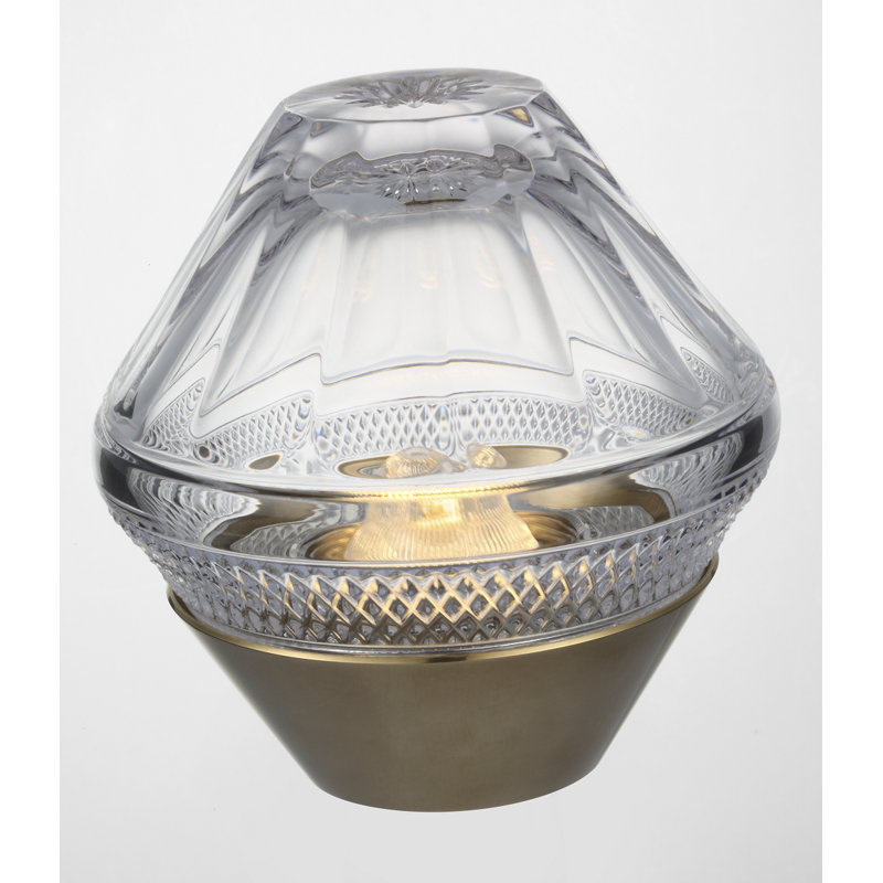 Waterford Copper Coast 5" Rechargeable Accent Lamp with Clear Crystal, Black