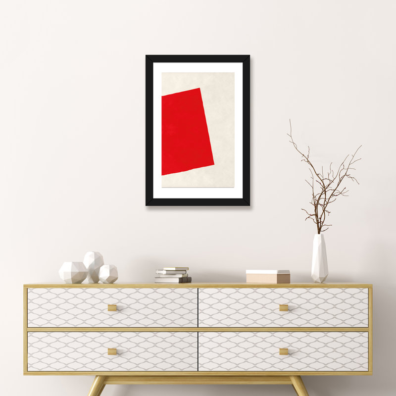 « red square (after albers) », impression, H 32 po x l 24 po x P 1 po, Papier avec cadre noir