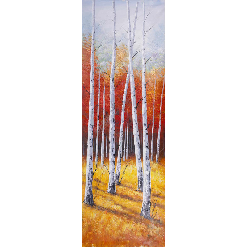 Fall Forest Landscape Canvas | Modern Gray Frame Decor
