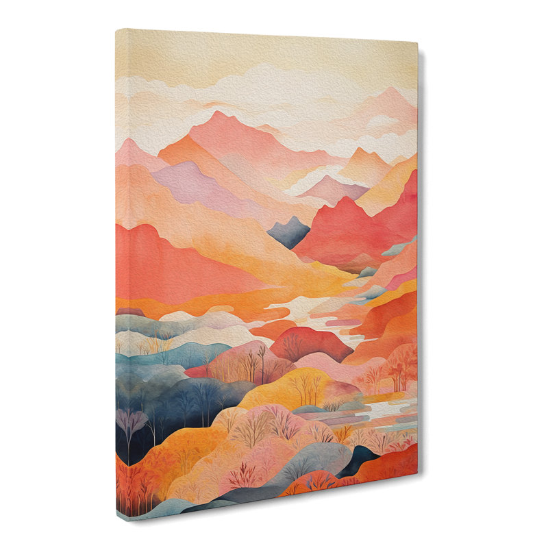 Japanese Mountains Colour Field - Wrapped Canvas, 50cm H x 35cm W x 3cm D